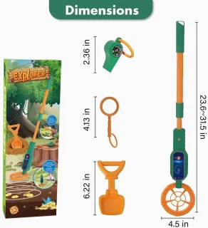 Draagbare Metaaldetector voor Kinderen - Verstelbaar van 60-80 cm, Ideaal voor Avontuurlijke Jongeren van 3 tot 12 Jaar