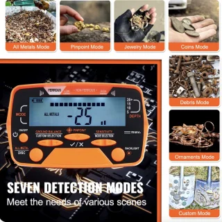 Metaaldetector - Voor kinderen - Voor volwassenen - Waterdicht - 10 inch diepte - LCD scherm - 7 Modi