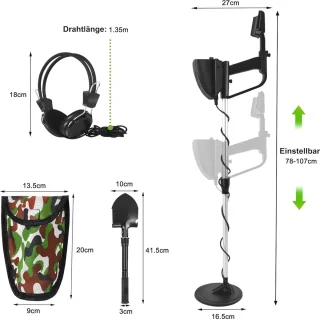 Multifunctionele Metaaldetector Set voor Kinderen en Volwassenen - Verstelbaar en Inclusief Accessoires