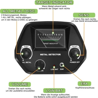 Multifunctionele Metaaldetector Set voor Kinderen en Volwassenen - Verstelbaar en Inclusief Accessoires