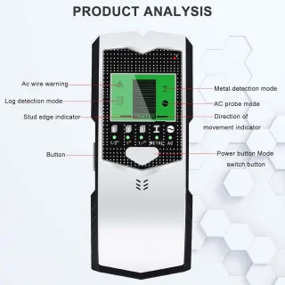 Multifunctionele Kabelzoeker voor Wand- en Metaaldetectie - 5-in-1 Scanner met LCD Scherm en Alarm