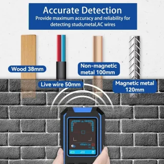 Multifunctionele wandscanner – Metaaldetector en leidingzoeker – Hout, metaal en stroomdraden detectie – 3 detectiemodi – Dieptemeting tot 120 mm – Professioneel – Voor interieur en installatie