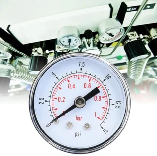 Industrial Axial Pressure Gauges 1/8" BSPT Mechanical Pressure Gauges for Air-Oil-Water Pressure Testing, Metal Outer Housing (0-15psi, 0-1bar)