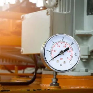 Industrial Axial Pressure Gauges 1/8" BSPT Mechanical Pressure Gauges for Air-Oil-Water Pressure Testing, Metal Outer Housing (0-15psi, 0-1bar)