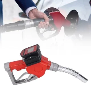 1in BSP Automatisch Vulmondstuk K28 10-60 L/min Aluminiumlegering Digitale Stroommeter Dieselbenzinebrandstofmondstuk 3 Cijfers Digitaal Display Rood