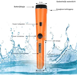 Pinpointer Metaaldetector – Hoge Gevoeligheid, 360° Detectie, Audio & Trilling Alarm, Waterdicht, Lichtgewicht voor Munten, Sieraden en Schatzoeken