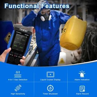 4-in-1 draagbare gasdetector voor O2, H2S, CO en brandbare gassen (EX)