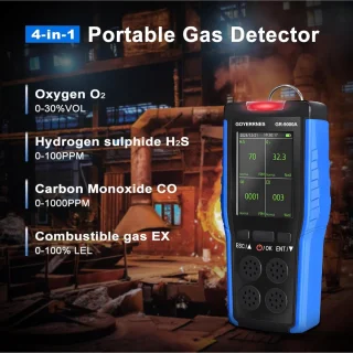 4-in-1 draagbare gasdetector voor O2, H2S, CO en brandbare gassen (EX)