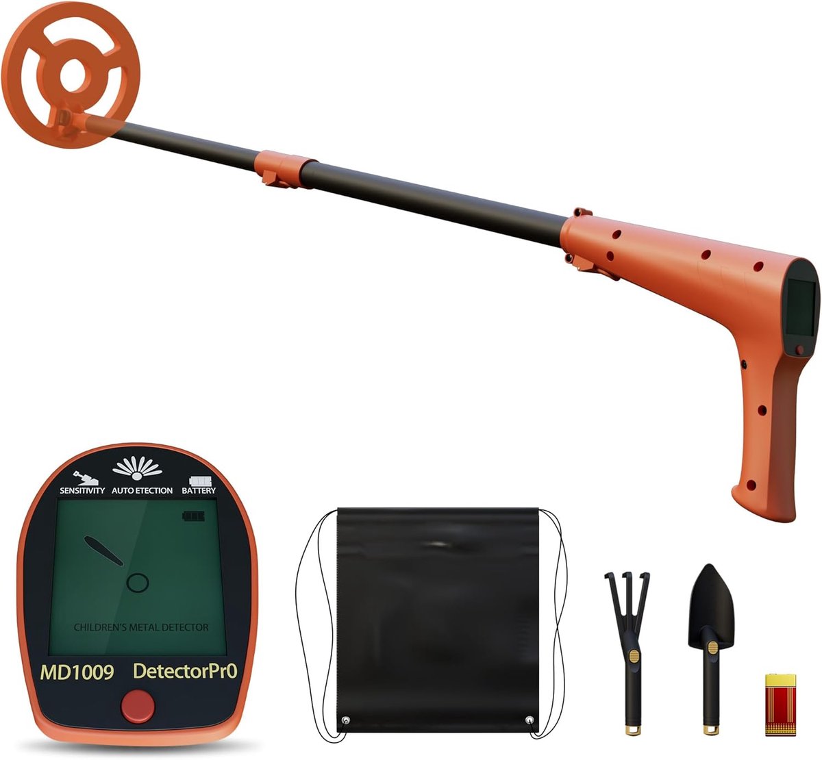 De Aufun Kinderdetector metaaldetector hand-held oranje in één oogopslag