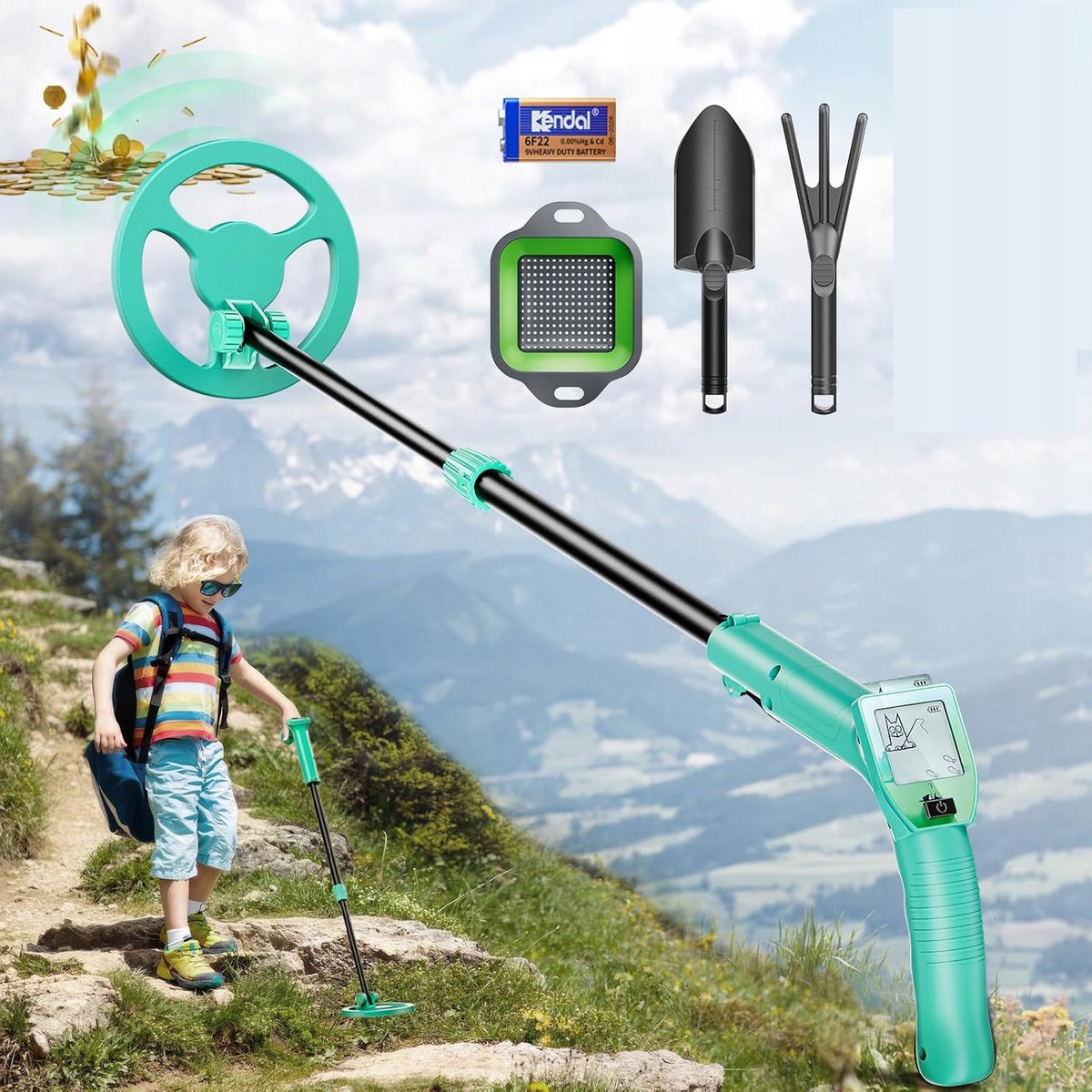 De Bedee Kindermetaaldetector Blauw in één oogopslag