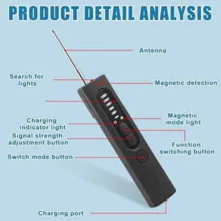 Bedwantsendetector verborgen cameravinder RF-signaal insectendetector anti-spy anti-opname detector trackerdetector voor GPS locator tracker afluisterapparaat en draadloze Wantsdetector.