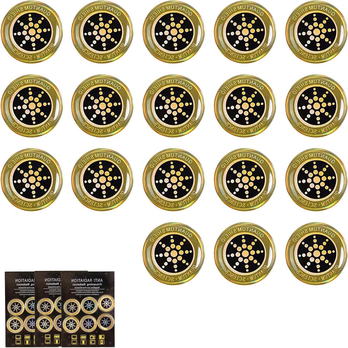 De Beschermende stickers EMF 18 stuks goudkleurig in één oogopslag