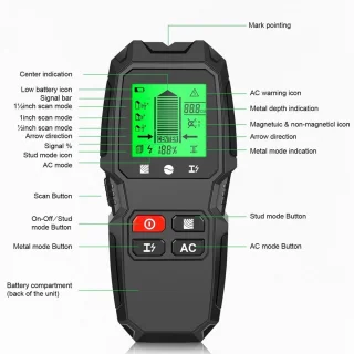 Digitale wanddetector 20 cm zwart