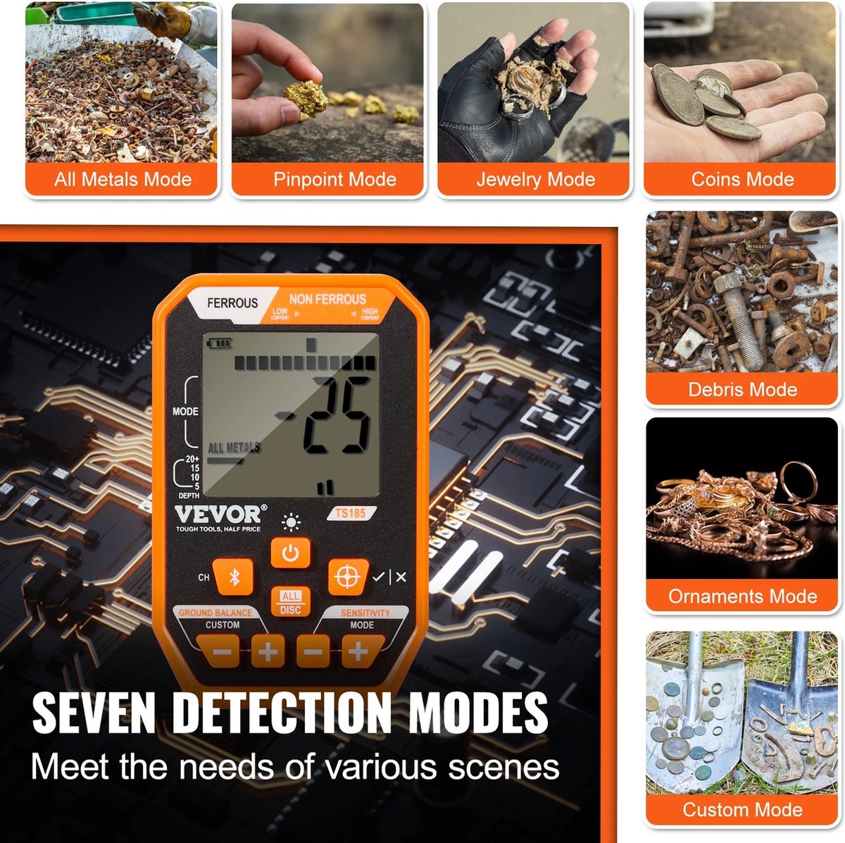 Wat vinden we goed aan de Eszenzics Professionele Metaaldetector Spoel 30 cm Oplaadbaar IP68 Bluetooth