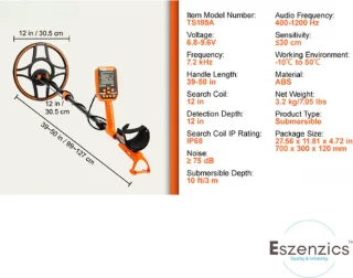 Eszenzics Professionele Metaaldetector Spoel 30 cm Oplaadbaar IP68 Bluetooth