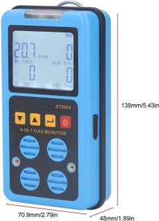 JGS Premium 4-in-1 Gasdetector CO H2S O2 LE