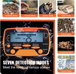 J&R Metaaldetector 10 inch LCD 7 Modi Waterdicht