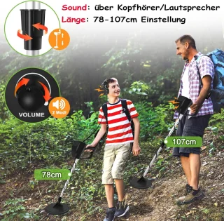 Kindermetaaldetector met schep en hoofdtelefoon