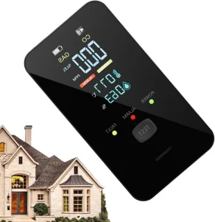 Koolmonoxidemelder met gas- en temperatuuralarm - 4-in-1 digitaal - zwart