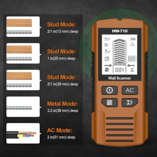Merkloos Metaaldetector Stud Finder - Zilver/Rood/Geel