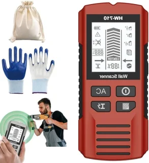 Metaal detector - wandscanner noppenzoeker - 15 x 6.7 x 3 cm - rood