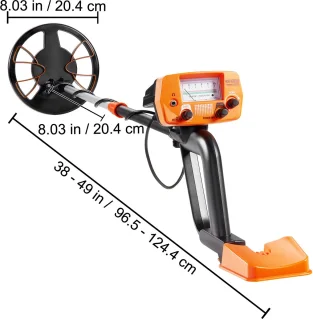 Metaaldetector 8-inch waterdichte zoekspoel verstelbaar 38-49 inch aluminium steel