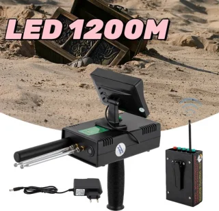 Metaaldetector draagbaar met LED-display, 1200m bereik, zwart