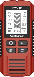 Metaaldetector handheld stud finder 17,4 cm rood