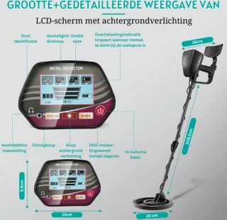 Metaaldetector Kinderen en Volwassenen Met Waterdichte Zoekspoel