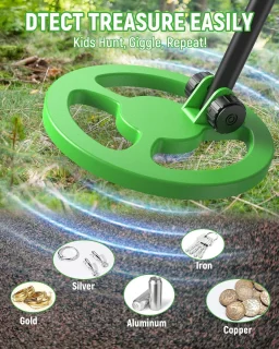 Metaaldetector kinderen schatzoeker set met geanimeerd kleurenscherm, verstelbaar 61-89 cm, meerkleurig