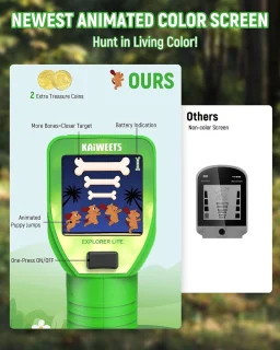 Metaaldetector kinderen schatzoeker set met geanimeerd kleurenscherm, verstelbaar 61-89 cm, meerkleurig