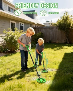 Metaaldetector kinderen schatzoeker set met geanimeerd kleurenscherm, verstelbaar 61-89cm