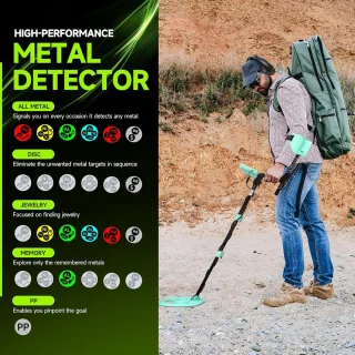 Metaaldetector kleurenscherm 28 cm zoekspoel zwart