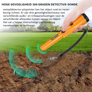 Metaaldetector LED Pinpointer Compact Oranje
