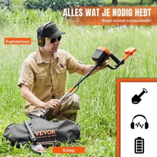 Metaaldetector - Metaalzoekapparaat voor professionals - Hoge nauwkeurigheid - Oplaadbaar - LCD-scherm - Verstelbaar 38-49in - 8in spoel - Zwart en oranje