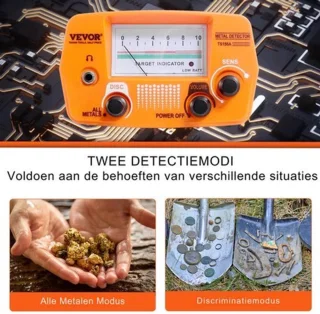 Metaaldetector - Metaalzoekapparaat voor professionals - Hoge nauwkeurigheid - Oplaadbaar - LCD-scherm - Verstelbaar 38-49in - 8in spoel - Zwart en oranje