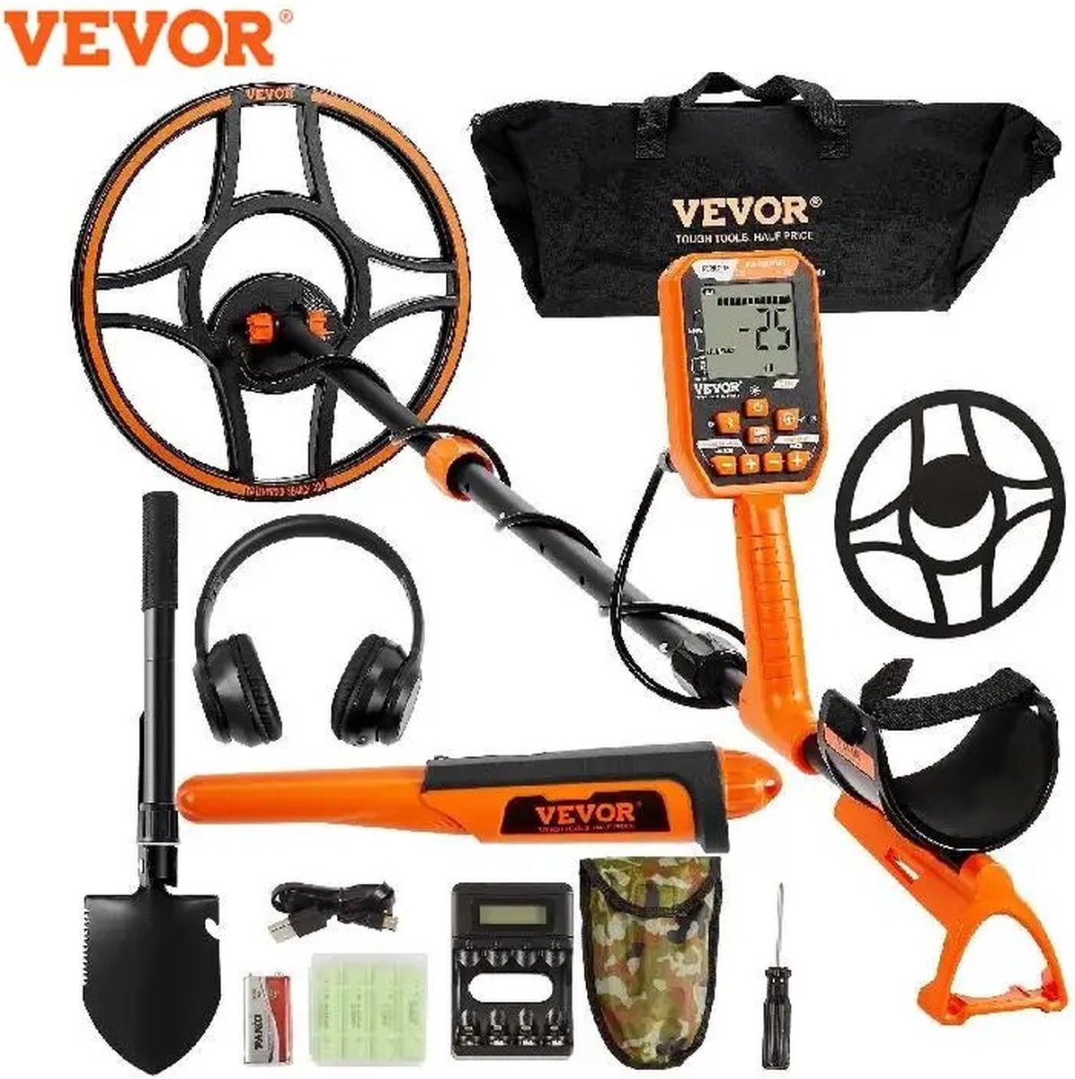 De Metaaldetector Professioneel 30,5x30,5cm Waterdicht Oplaadbaar in één oogopslag