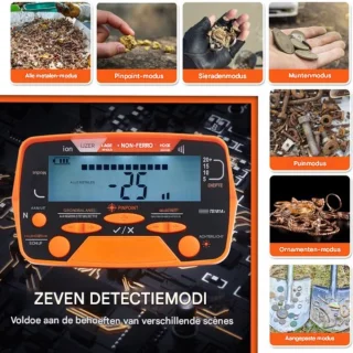 Metaaldetector Professioneel 7 Modi 10 Inch Waterdicht