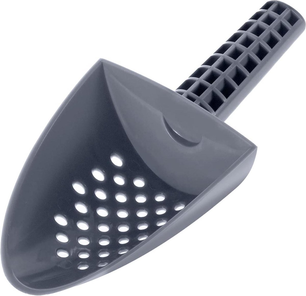 De Metaaldetector schep geperforeerd met handvat in één oogopslag