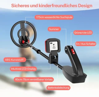Metaaldetector set voor kinderen inclusief schep en zeef