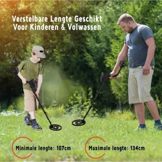 Metaaldetector verstelbaar 107-134cm met pinpointer en accessoires