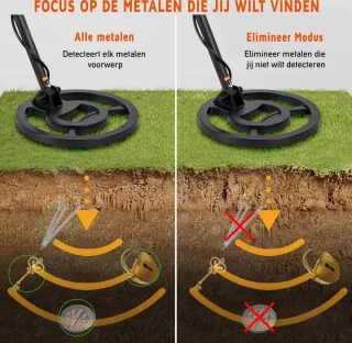 Metaaldetector verstelbaar 107-134cm met pinpointer en accessoires