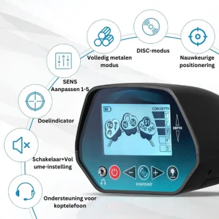 Metaaldetector Verstelbaar LCD Waterdicht Metaaldetector