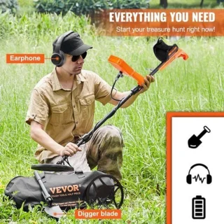 Metaaldetector voor professionals - oplaadbaar - 12 inch spoel - zwart en oranje