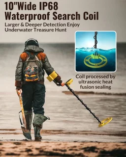 Metaaldetector voor volwassenen - goudzoeker detector met waterdichte zoekspoel van 10 inch