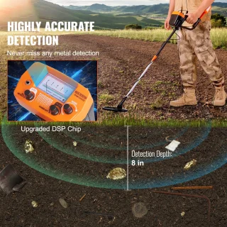 Metaaldetector voor volwassenen met verstelbare handgreep en 8 inch zoekspoel, oranje