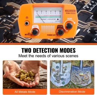 Metaaldetector voor volwassenen met verstelbare handgreep en 8 inch zoekspoel, oranje