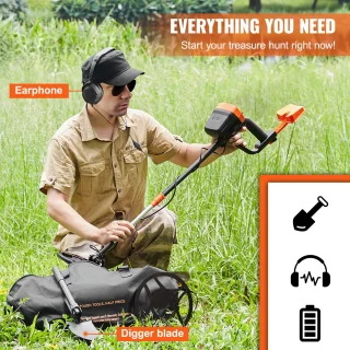 Metaaldetector voor volwassenen met verstelbare handgreep en 8 inch zoekspoel, oranje