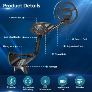 Metaaldetector Waterproof met Scherm en Verstelbare Wijzerweergave