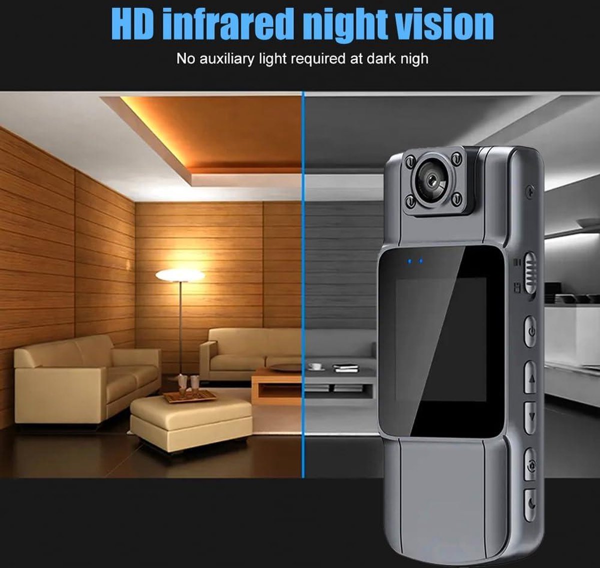 De Mini-lichaamscamera 4K Body Cam 150° WiFi Nachtzicht in één oogopslag